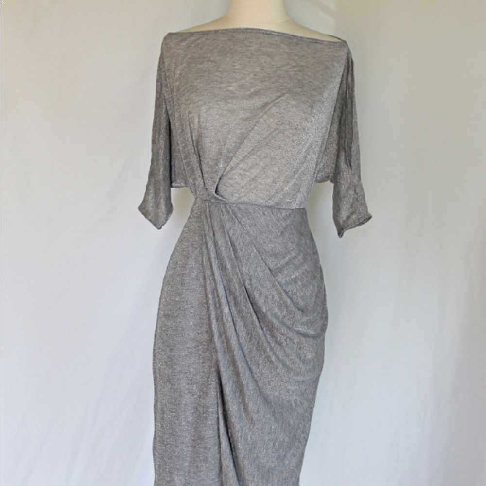 All Saints Sina Shimmer Silver Dress XS